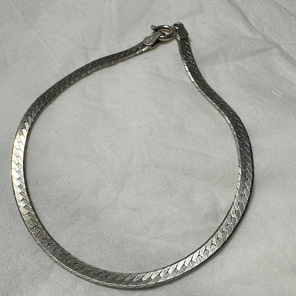Vintage sterling silver herringbone chain bracelet hallmark 925 Italy